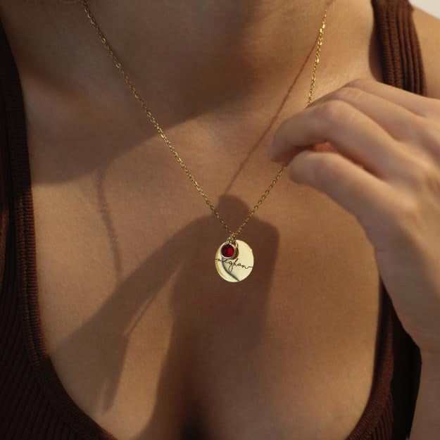 Birthstone Name Necklace Personalized Gifts for Women Jewelry