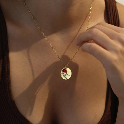 Birthstone Name Necklace Personalized Gifts for Women Jewelry