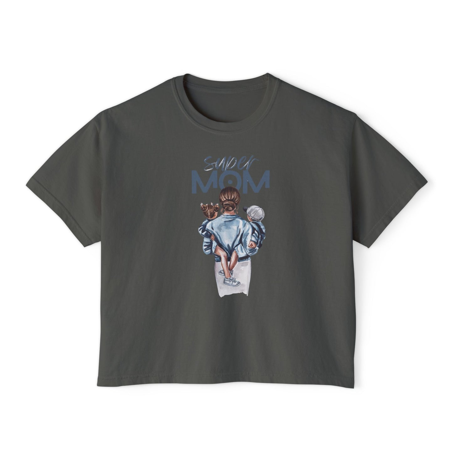 Super Mom Women's Boxy Tee, Gift for Moms, Casual Top, Mother's Day