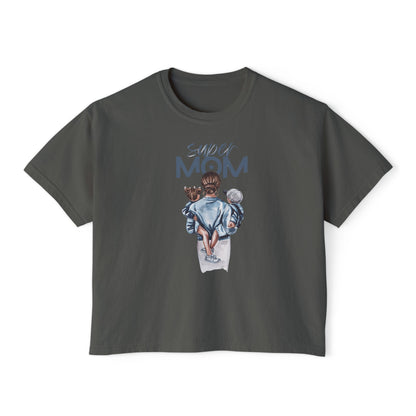 Super Mom Women's Boxy Tee, Gift for Moms, Casual Top, Mother's Day
