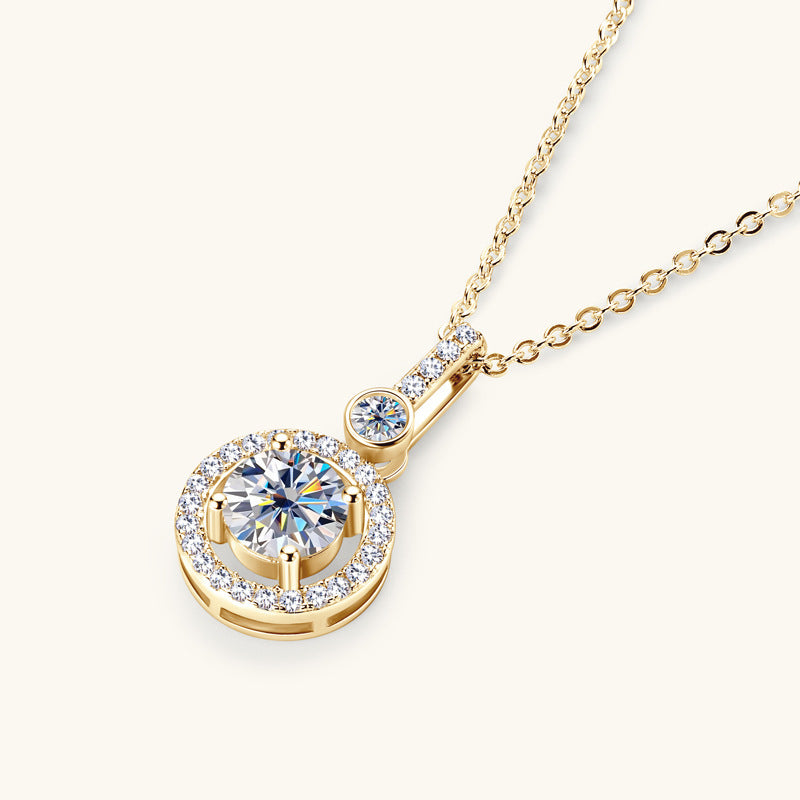 Fashion High-end Sense All Moissanite Necklace Trendy Cool Round