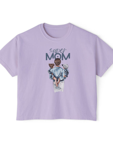 Super Mom Women's Boxy Tee, Gift for Moms, Casual Top, Mother's Day