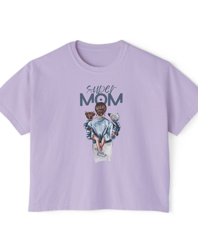 Super Mom Women's Boxy Tee, Gift for Moms, Casual Top, Mother's Day