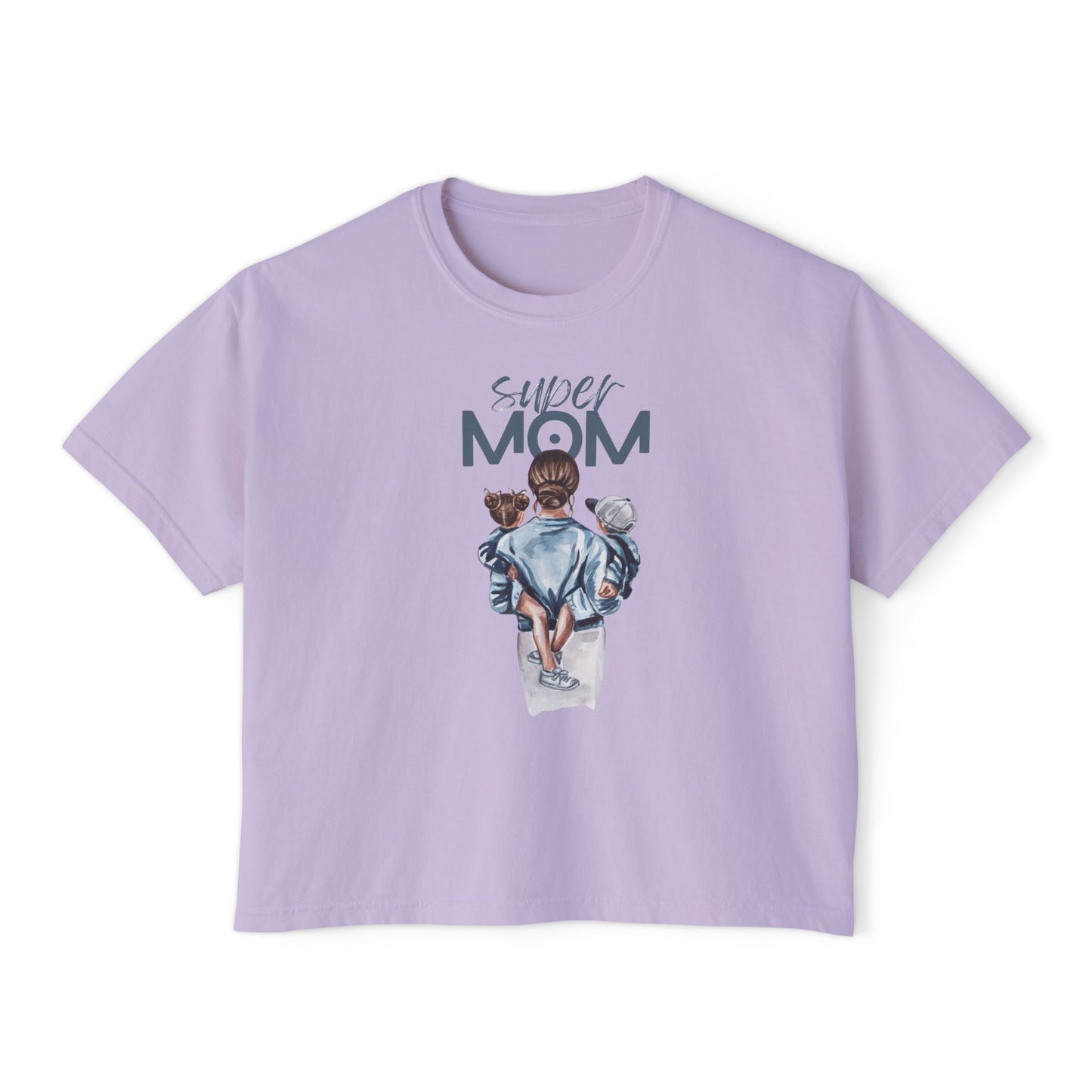 Super Mom Women's Boxy Tee, Gift for Moms, Casual Top, Mother's Day