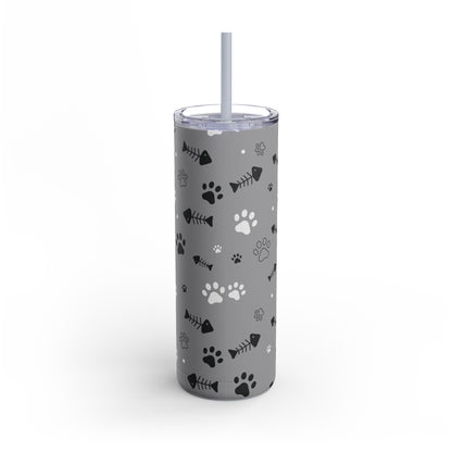 Pet Lover's Matte Tumbler - 20oz, Cute Paw Print Travel Cup,