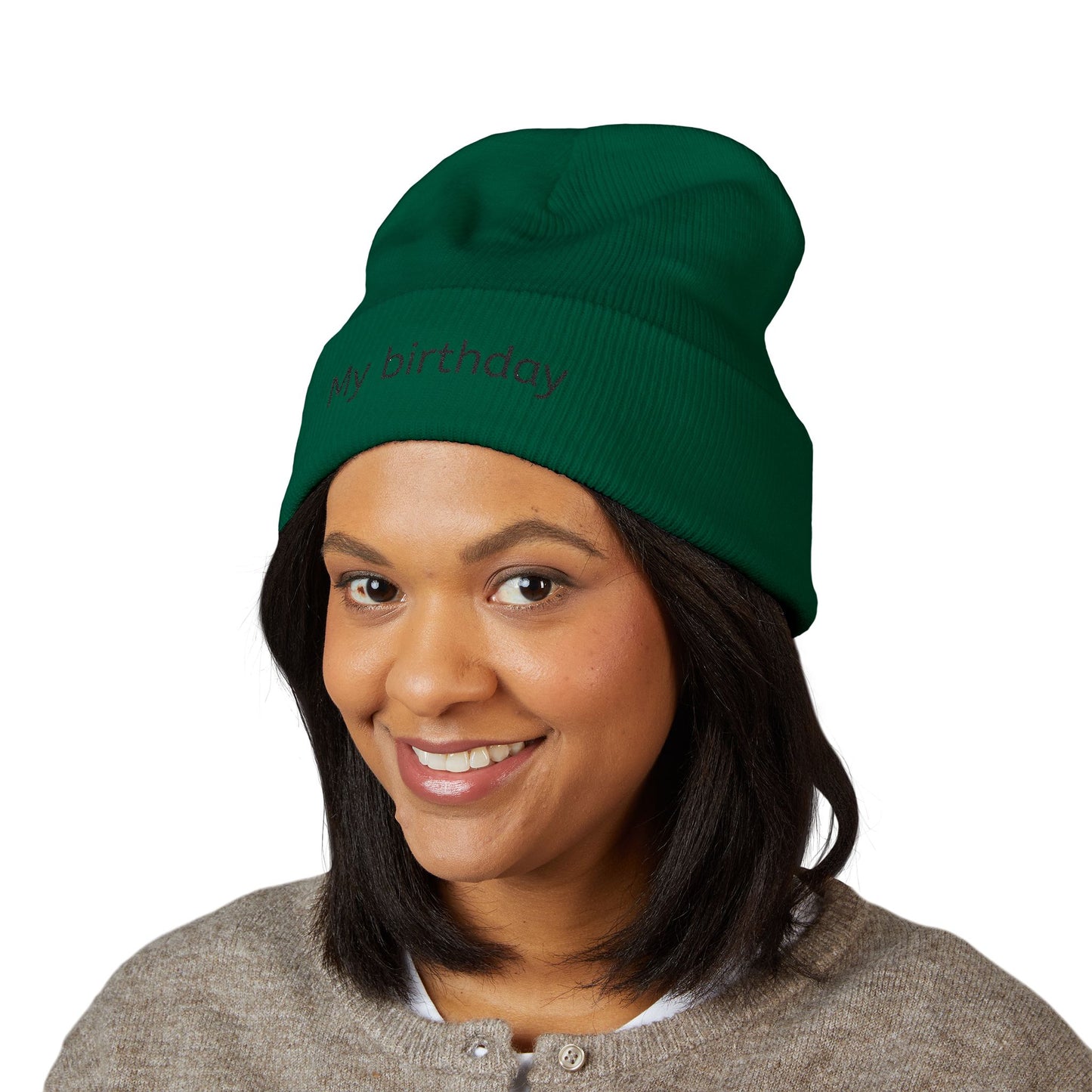 Birthday Embroidered Beanie, Classic Cuffed Hat, Personalized Winter Hat, Gift for Him/Her, Cozy Accessory for Celebrations