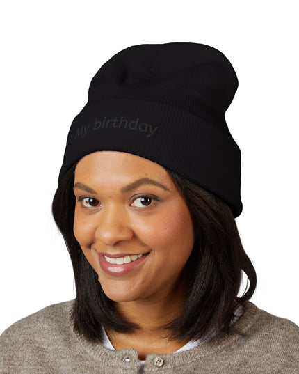 Birthday Embroidered Beanie, Classic Cuffed Hat, Personalized Winter Hat, Gift for Him/Her, Cozy Accessory for Celebrations