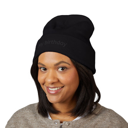 Birthday Embroidered Beanie, Classic Cuffed Hat, Personalized Winter Hat, Gift for Him/Her, Cozy Accessory for Celebrations