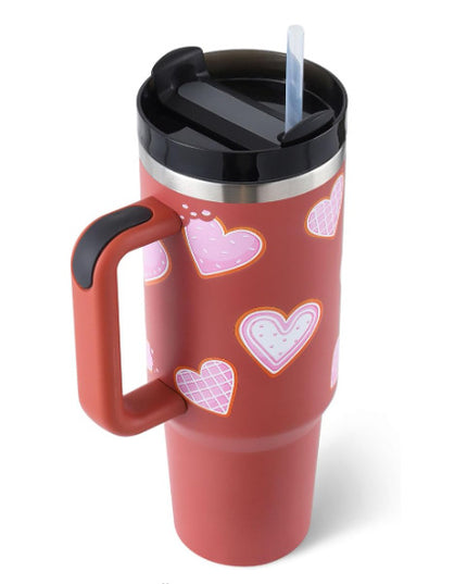 40 Oz Tumbler With Handle Straw Insulated, Stainless Steel Spill Proof Vacuum   For Car Gym Office Travel (No photo)