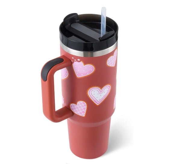 40 Oz Tumbler With Handle Straw Insulated, Stainless Steel Spill Proof Vacuum   For Car Gym Office Travel (No photo)