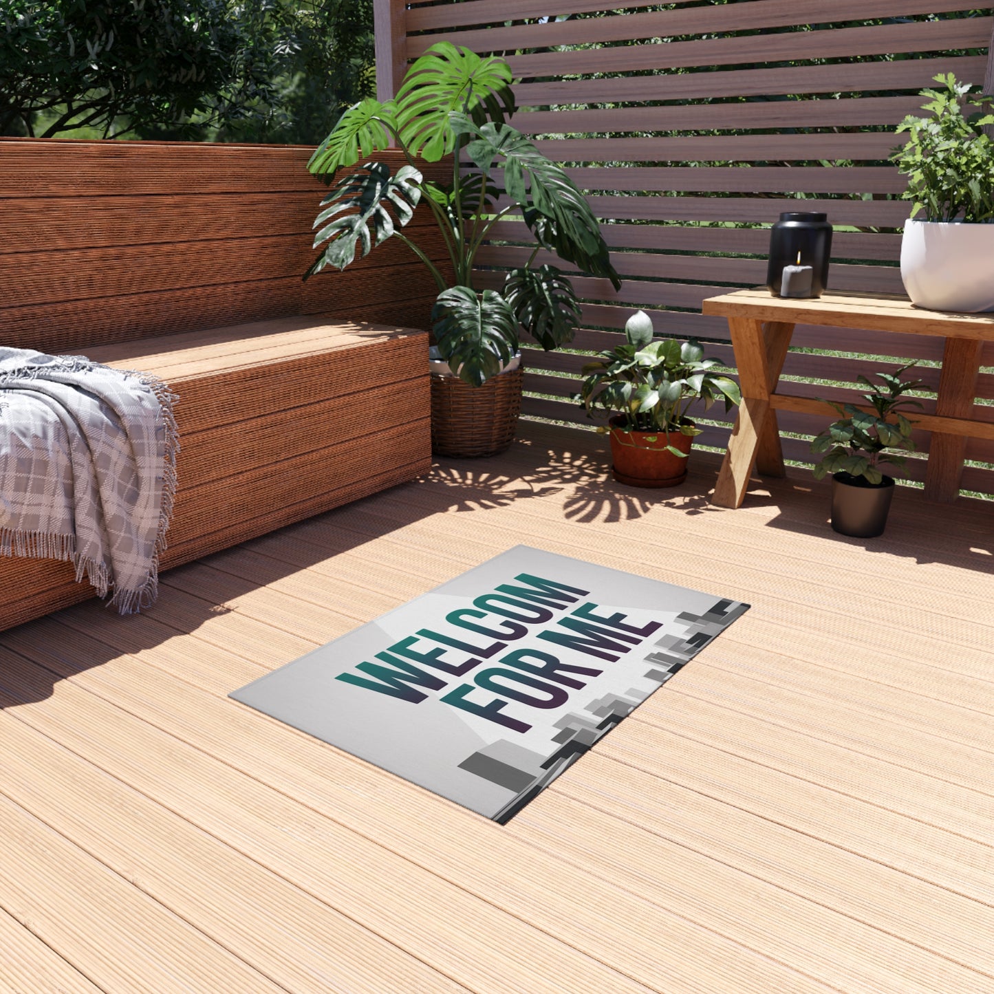 Stylish Outdoor Rug - Welcome For Me, Patio Mat, Garden Decor, Front Porch Welcome Mat, Modern Outdoor Living
