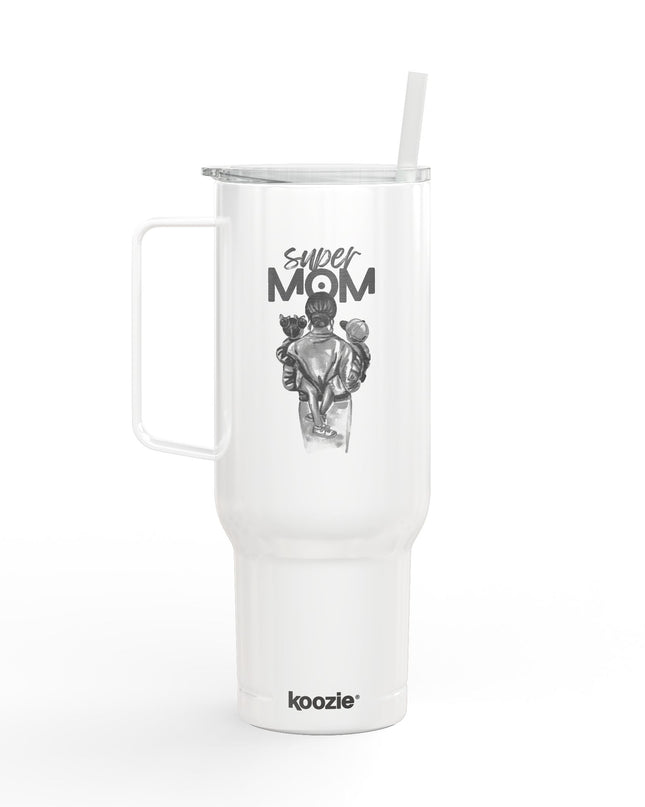 Super Mom Insulated Tumbler - 40oz Stainless Steel Cup for Coffee, Travel, Gifts, Personalization, Engraved Designs