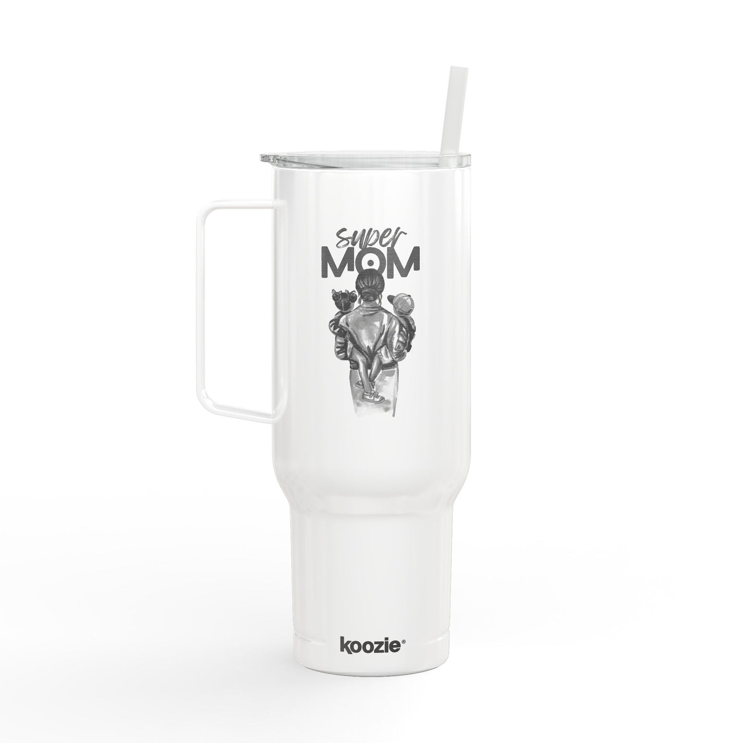 Super Mom Insulated Tumbler - 40oz Stainless Steel Cup for Coffee, Travel, Gifts, Personalization, Engraved Designs
