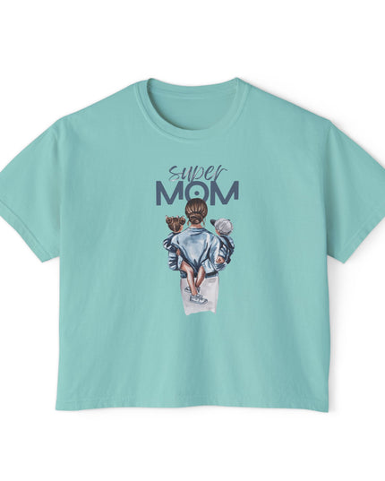 Super Mom Women's Boxy Tee, Gift for Moms, Casual Top, Mother's Day