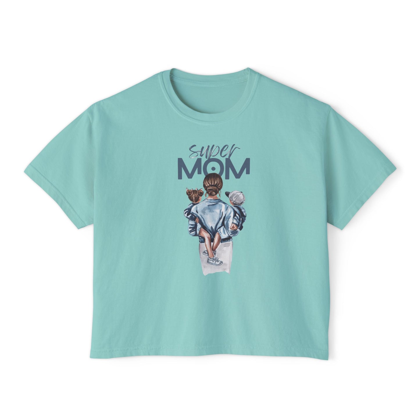 Super Mom Women's Boxy Tee, Gift for Moms, Casual Top, Mother's Day