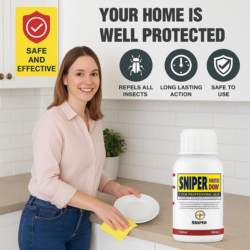 Sniper Roach Killer, Fast-Acting -  Roaches, Flies, Pest Control for Indoor & Outdoor Use,100ml.