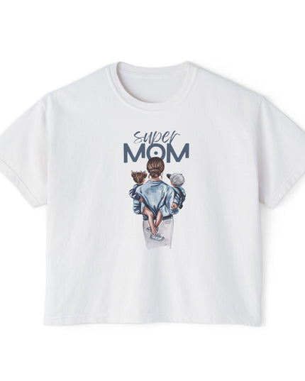 Super Mom Women's Boxy Tee, Gift for Moms, Casual Top, Mother's Day