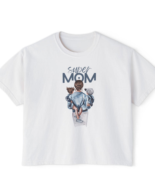 Super Mom Women's Boxy Tee, Gift for Moms, Casual Top, Mother's Day