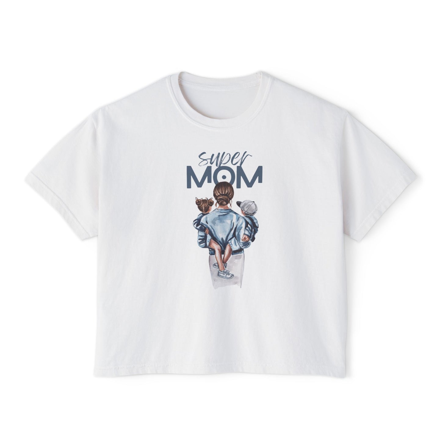 Super Mom Women's Boxy Tee, Gift for Moms, Casual Top, Mother's Day