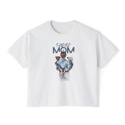 Super Mom Women's Boxy Tee, Gift for Moms, Casual Top, Mother's Day