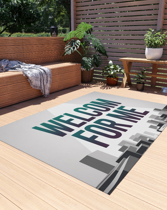 Stylish Outdoor Rug - Welcome For Me, Patio Mat, Garden Decor, Front Porch Welcome Mat, Modern Outdoor Living