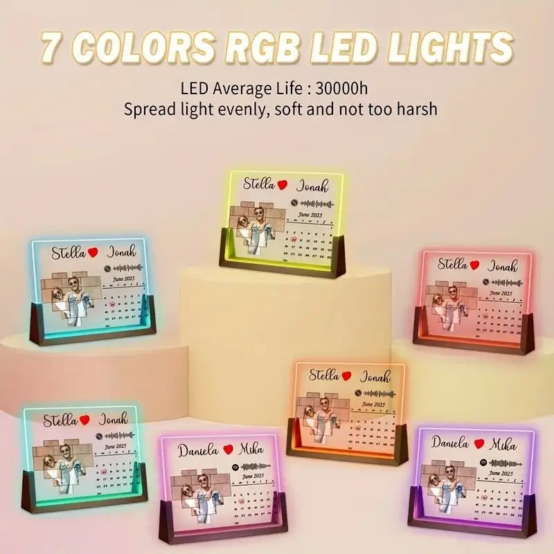 2D Flat, 1pc Personalized Acrylic Nightlight Photo Frame with Custom Photos & Music – Romantic USB-Powered Gift for Couples,