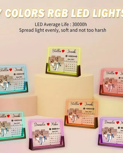 2D Flat, 1pc Personalized Acrylic Nightlight Photo Frame with Custom Photos & Music – Romantic USB-Powered Gift for Couples,