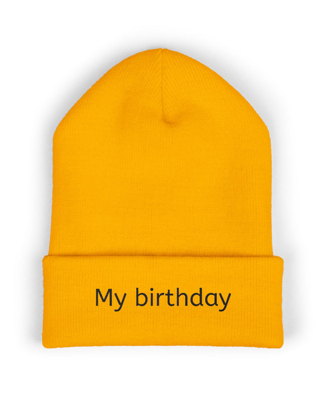 Birthday Embroidered Beanie, Classic Cuffed Hat, Personalized Winter Hat, Gift for Him/Her, Cozy Accessory for Celebrations
