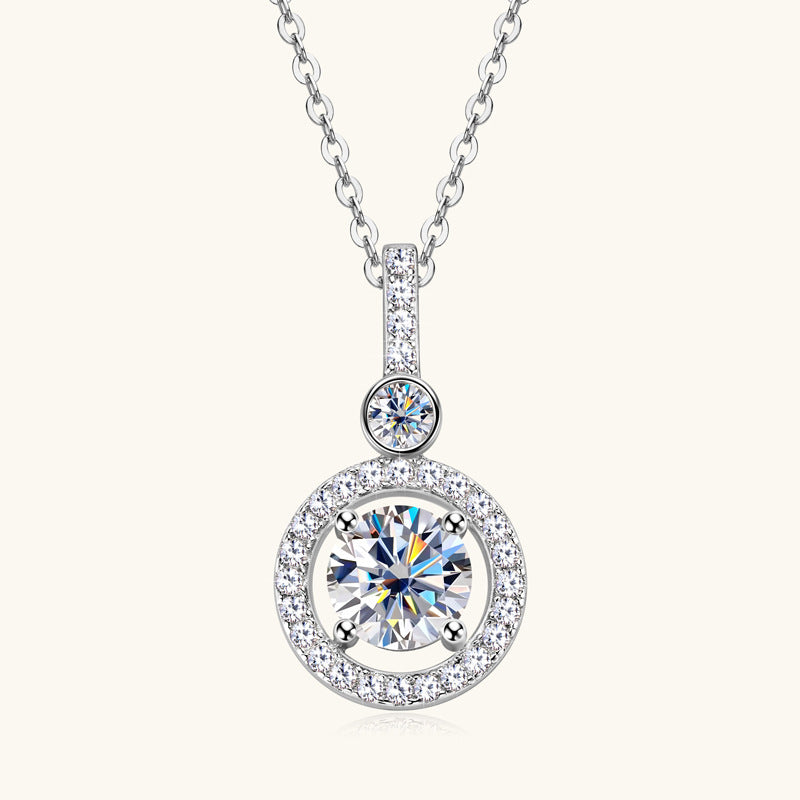 Fashion High-end Sense All Moissanite Necklace Trendy Cool Round