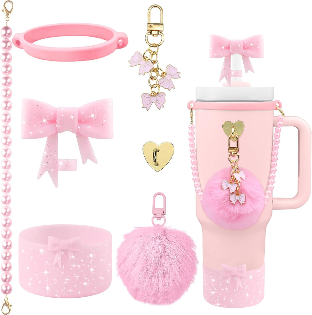 40oz Personalized Photo Tumbler with Charms (3 or 4photos only)