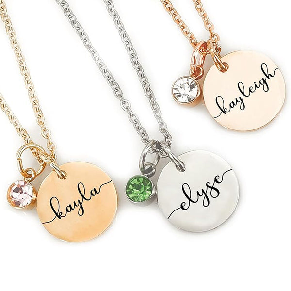 Birthstone Name Necklace Personalized Gifts for Women Jewelry