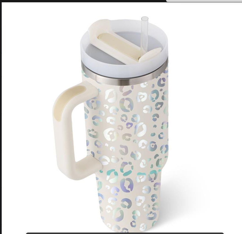 40 Oz Tumbler With Handle Straw Insulated, Stainless Steel Spill Proof Vacuum   For Car Gym Office Travel (No photo)