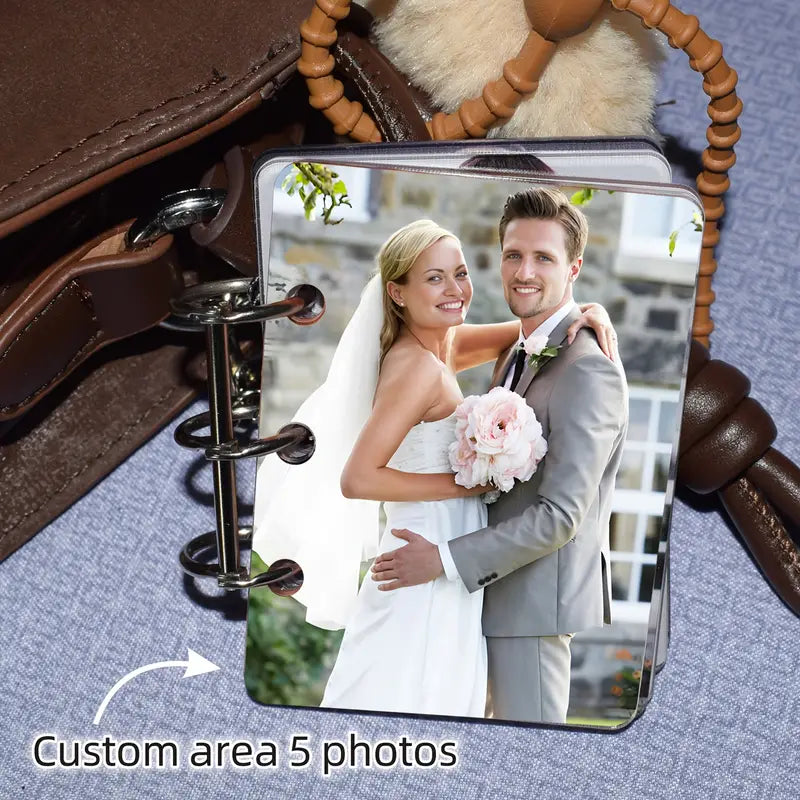 Custom 5-Photo Personalized Acrylic Photo Album with Metal Chain - DIY Dual-Sided Print Memory Book,