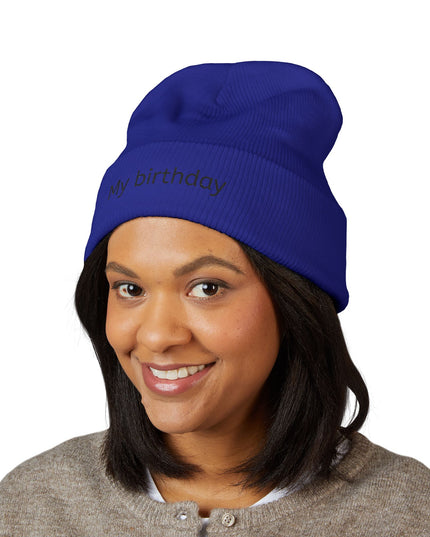 Birthday Embroidered Beanie, Classic Cuffed Hat, Personalized Winter Hat, Gift for Him/Her, Cozy Accessory for Celebrations