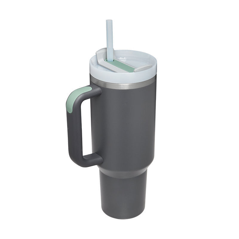40 Oz Tumbler With Handle Straw Insulated, Stainless Steel Spill Proof Vacuum   For Car Gym Office Travel (No photo)
