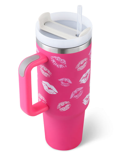 40 Oz Tumbler With Handle Straw Insulated, Stainless Steel Spill Proof Vacuum   For Car Gym Office Travel (No photo)