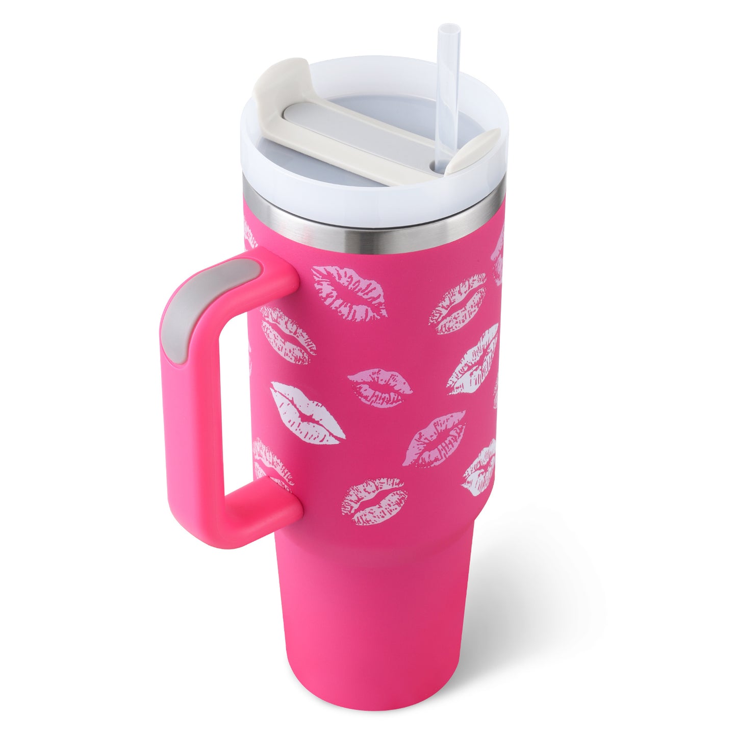 40 Oz Tumbler With Handle Straw Insulated, Stainless Steel Spill Proof Vacuum   For Car Gym Office Travel (No photo)