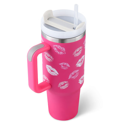 40 Oz Tumbler With Handle Straw Insulated, Stainless Steel Spill Proof Vacuum   For Car Gym Office Travel (No photo)