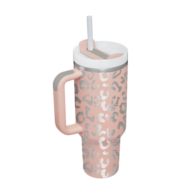 40 Oz Tumbler With Handle Straw Insulated, Stainless Steel Spill Proof Vacuum   For Car Gym Office Travel (No photo)