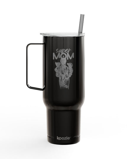 Super Mom Insulated Tumbler - 40oz Stainless Steel Cup for Coffee, Travel, Gifts, Personalization, Engraved Designs
