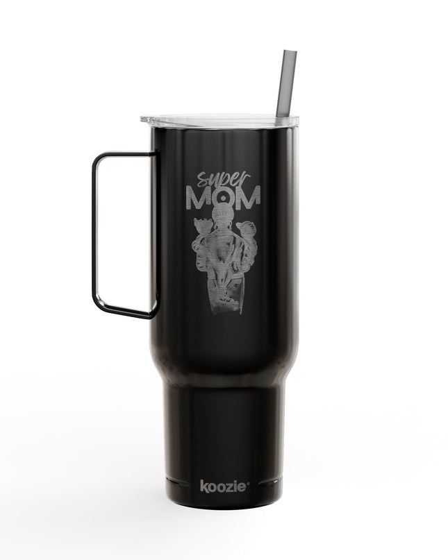 Super Mom Insulated Tumbler - 40oz Stainless Steel Cup for Coffee, Travel, Gifts, Personalization, Engraved Designs