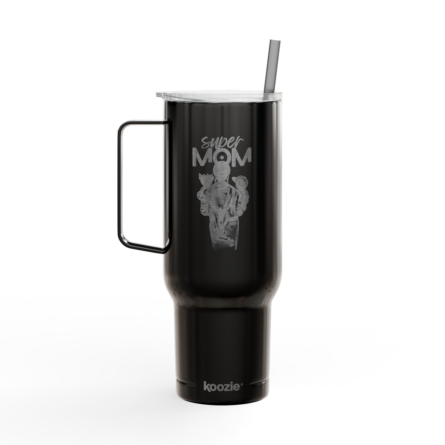 Super Mom Insulated Tumbler - 40oz Stainless Steel Cup for Coffee, Travel, Gifts, Personalization, Engraved Designs