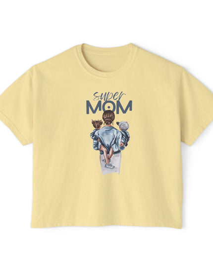 Super Mom Women's Boxy Tee, Gift for Moms, Casual Top, Mother's Day