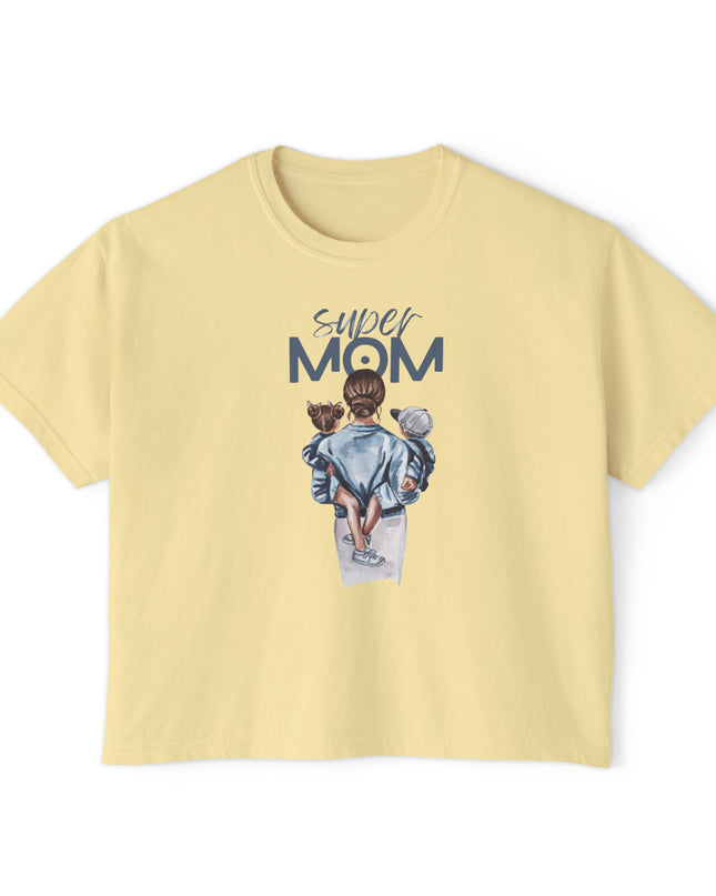 Super Mom Women's Boxy Tee, Gift for Moms, Casual Top, Mother's Day
