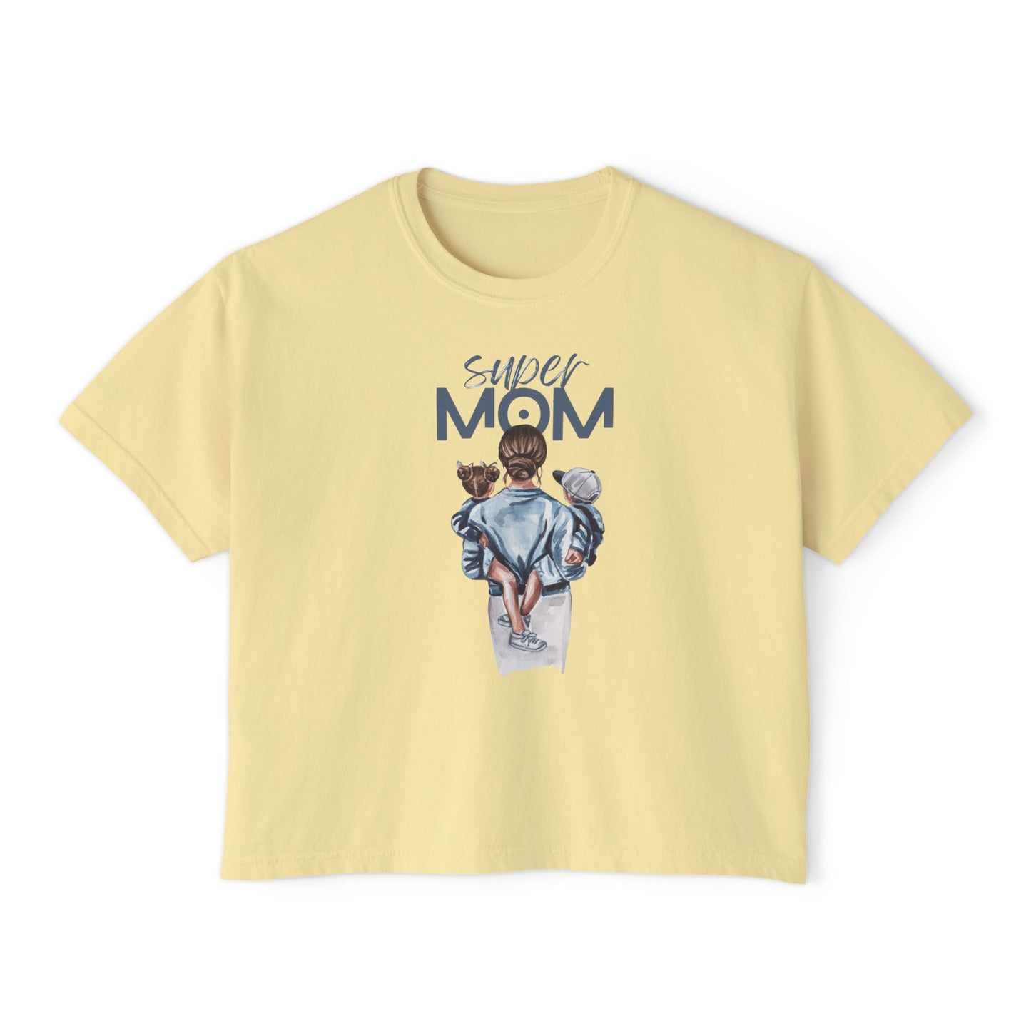 Super Mom Women's Boxy Tee, Gift for Moms, Casual Top, Mother's Day