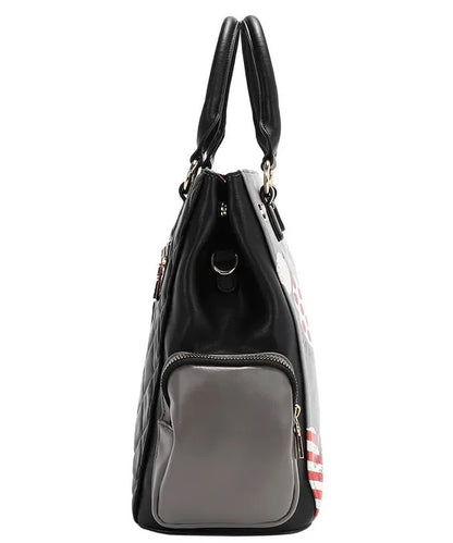 Eco-Leather Handbag with Side Pockets
