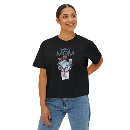 Super Mom Women's Boxy Tee, Gift for Moms, Casual Top, Mother's Day