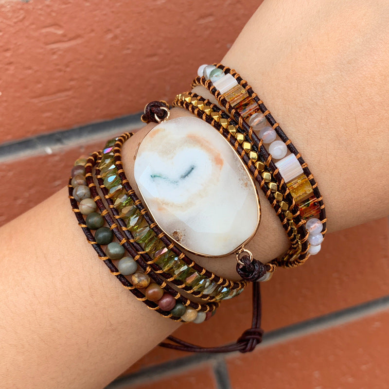 Five-layer woven natural stone bracelet crystal beaded handmade bracelet