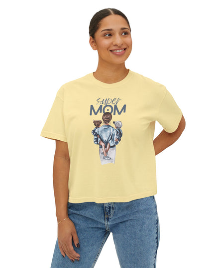 Super Mom Women's Boxy Tee, Gift for Moms, Casual Top, Mother's Day