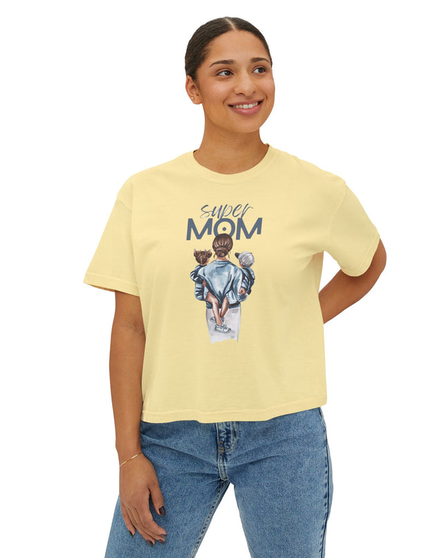 Super Mom Women's Boxy Tee, Gift for Moms, Casual Top, Mother's Day